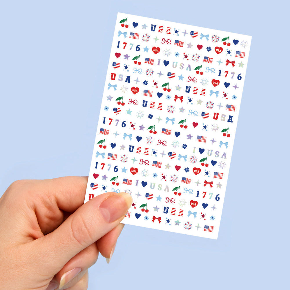 America 250 Nail Stickers - 250 nail stickers xo, Fetti nail stickers America 250 Nail Stickers - 250 nail stickers Bonjour Fete - Party Supplies