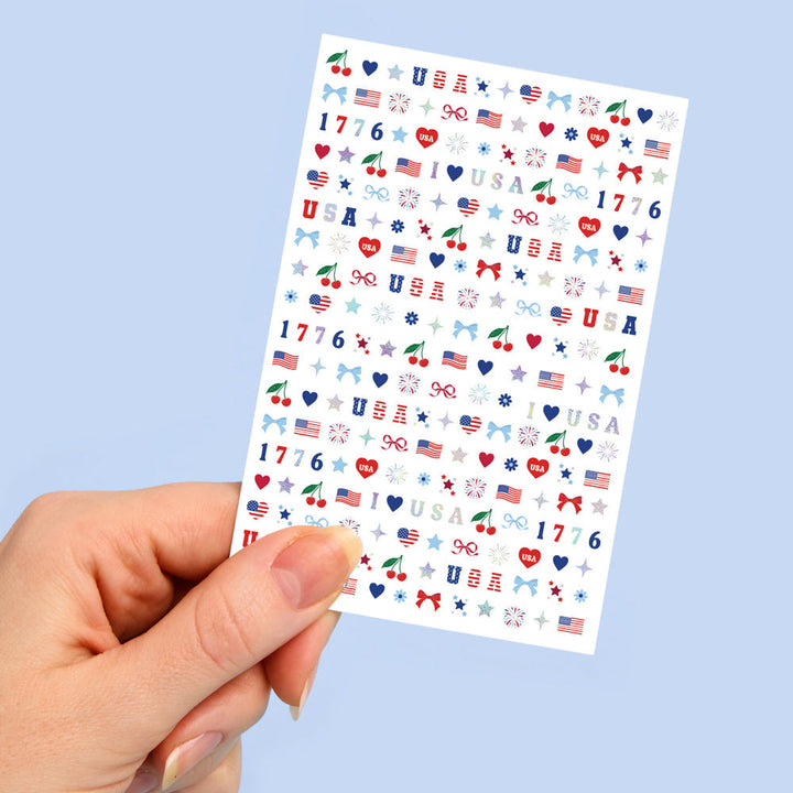 America 250 Nail Stickers - 250 nail stickers xo, Fetti nail stickers America 250 Nail Stickers - 250 nail stickers Bonjour Fete - Party Supplies