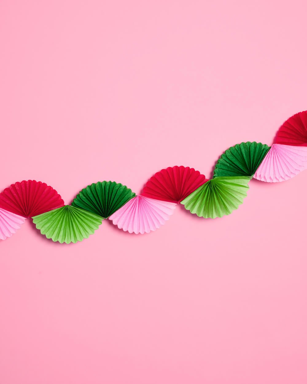 Pink Christmas Paper Fan Garland