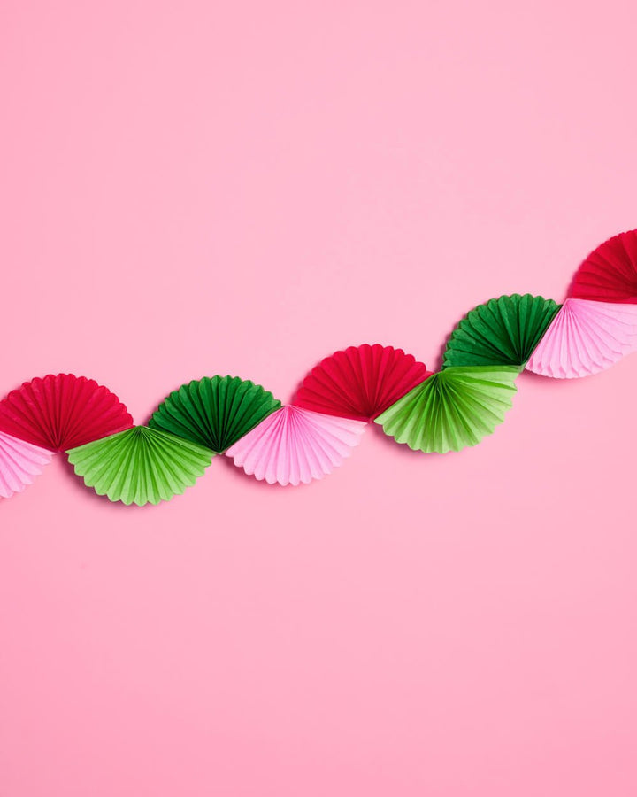 Pink Christmas Paper Fan Garland