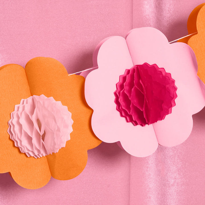 Flower Power Garland - 3D paper banner xo, Fetti xo, Fetti Collective Flower Power Garland - 3D paper banner Bonjour Fete - Party Supplies