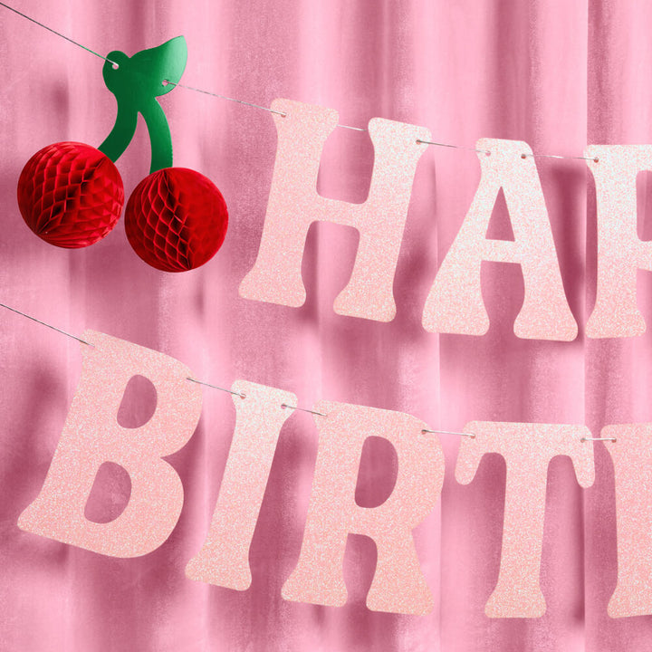 Cherry Bday Banner - 3D glitter banner xo, Fetti Banners Cherry Bday Banner - 3D glitter banner Bonjour Fete - Party Supplies