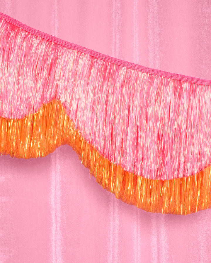Pink Orange Scallop Fringe - iridescent foil banner xo, Fetti Banners Pink Orange Scallop Fringe - iridescent foil banner Bonjour Fete - Party Supplies