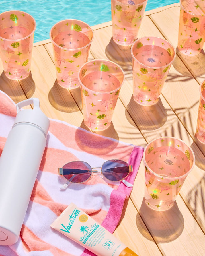 Pink Flamingo Iridescent Party Cups