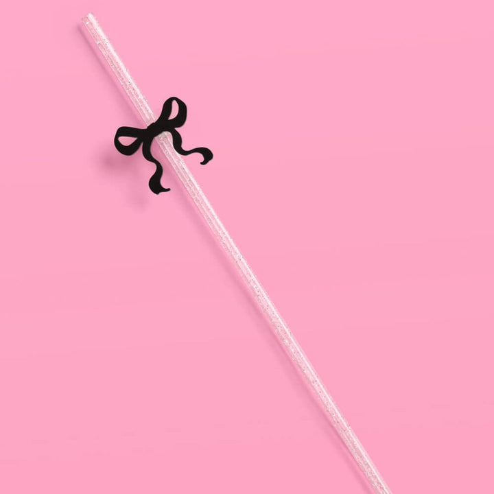 Little Black Bow Straws - 12 reusable straws xo, Fetti straw Little Black Bow Straws - 12 reusable straws Bonjour Fete - Party Supplies