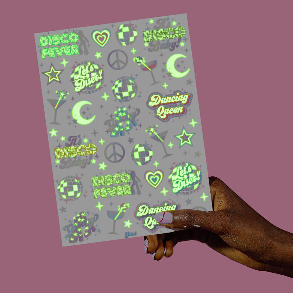 Disco Glo Tats - 48 foil temporary tattoos - Bonjour Fête 