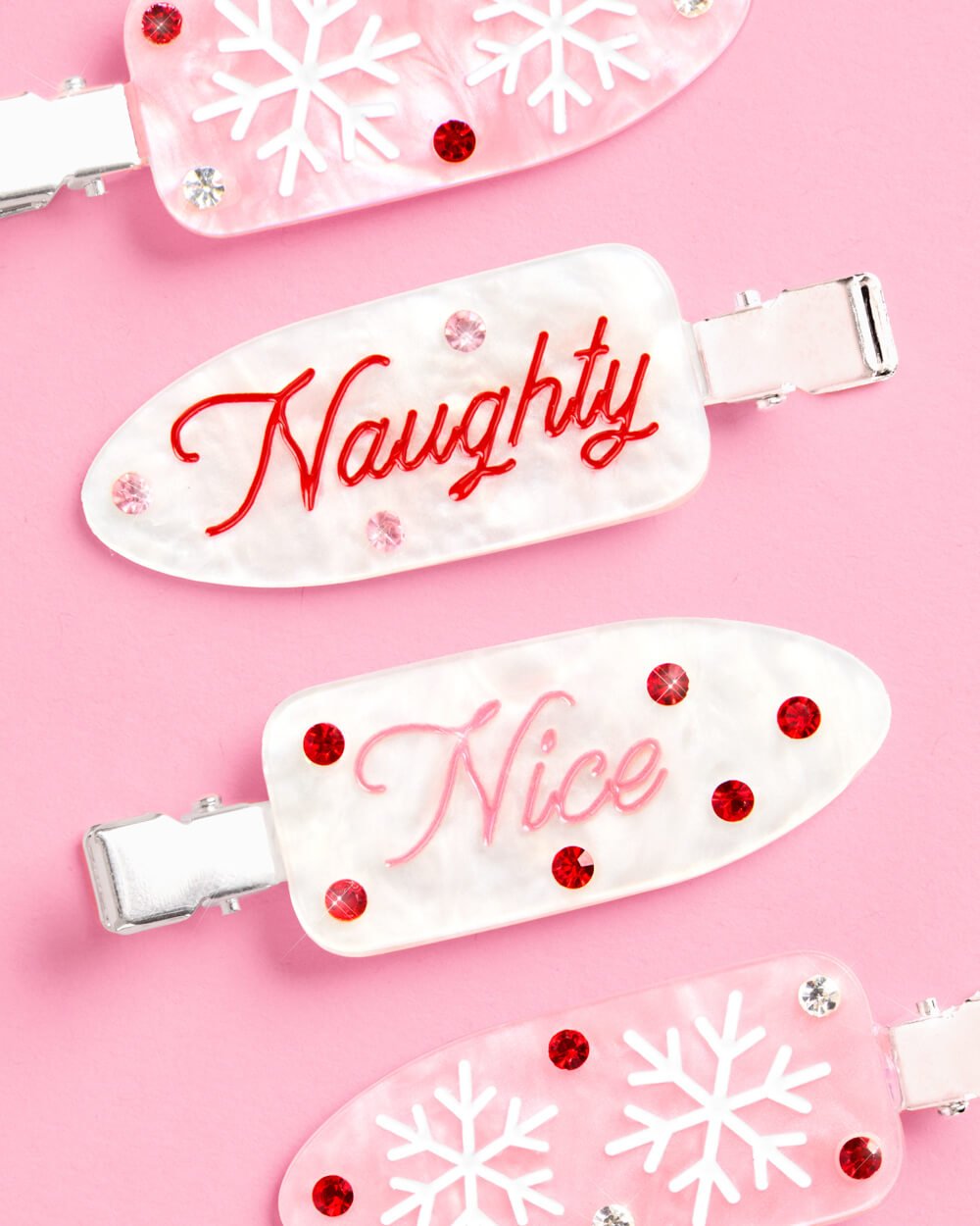 Naughty or Nice Christmas Hair Clips, Set of 4