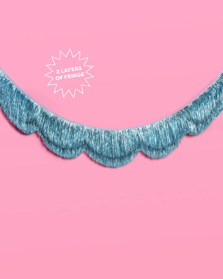 Blue Scallop Fringe Banner - iridescent banner - Bonjour Fête 