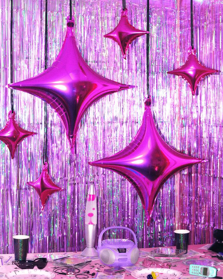 Pink and silver sparkle foil balloon set styled together