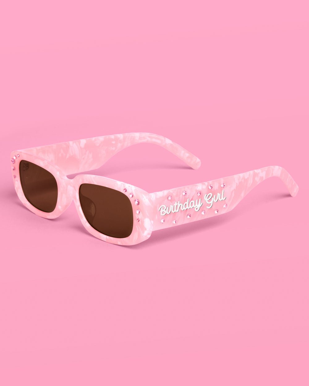 Three-piece birthday girl set including a birthday sash, a headband, and sunglasses