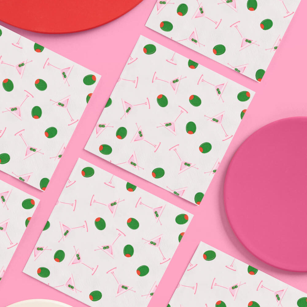 Martini Napkins - 25 paper napkins xo, Fetti napkins Martini Napkins - 25 paper napkins Bonjour Fete - Party Supplies