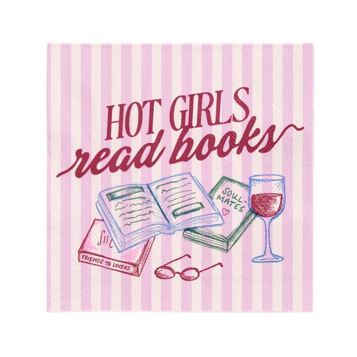HOT GIRLS BOOK CLUB NAPKINS xo, Fetti napkins HOT GIRLS BOOK CLUB NAPKINS Bonjour Fete - Party Supplies