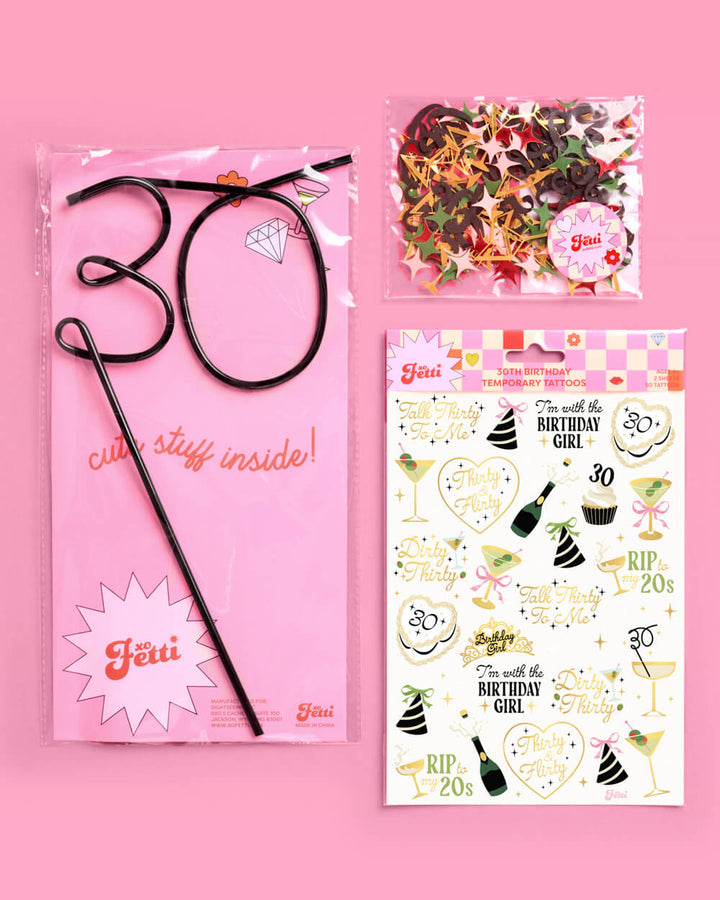 30th Bday Bundle - tats, straw + confetti