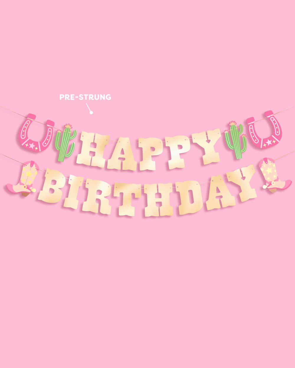Cowgirl Gold Foil Birthday Banner