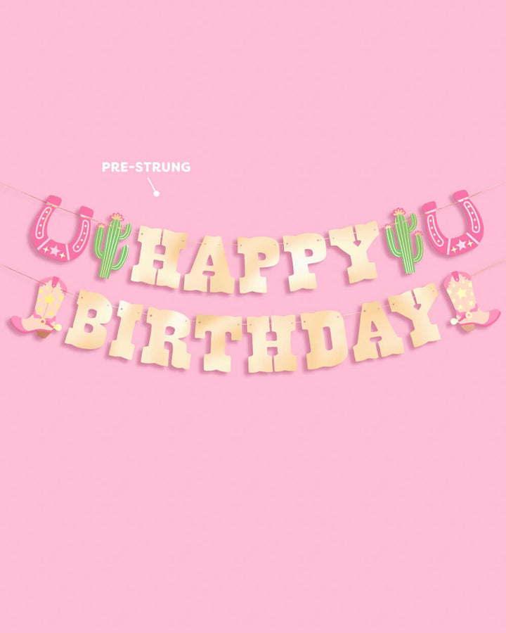 Cowgirl Gold Foil Birthday Banner