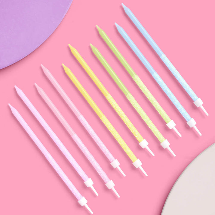 Pastel Glitter Candles - 10 glitter candles xo, Fetti candles Pastel Glitter Candles - 10 glitter candles Bonjour Fete - Party Supplies