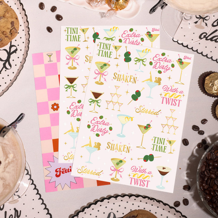 Martini Tats - 50 temporary tattoos xo, Fetti Temporary Tattoos Martini Tats - 50 temporary tattoos Bonjour Fete - Party Supplies