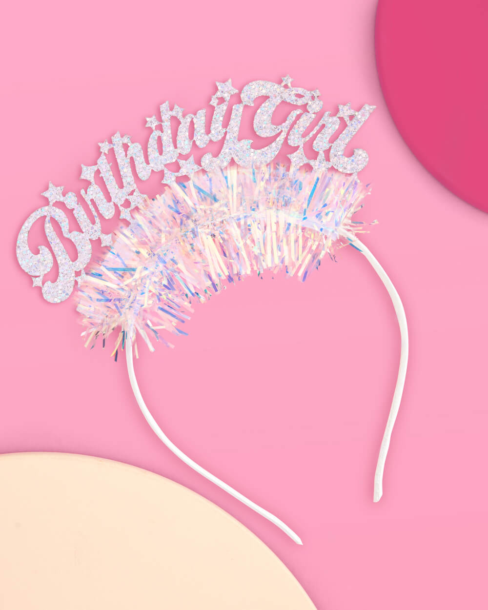 BIRTHDAY GIRL IRIDESCENT FRINGE HEADBAND xo, Fetti headband BIRTHDAY GIRL IRIDESCENT FRINGE HEADBAND Bonjour Fete - Party Supplies