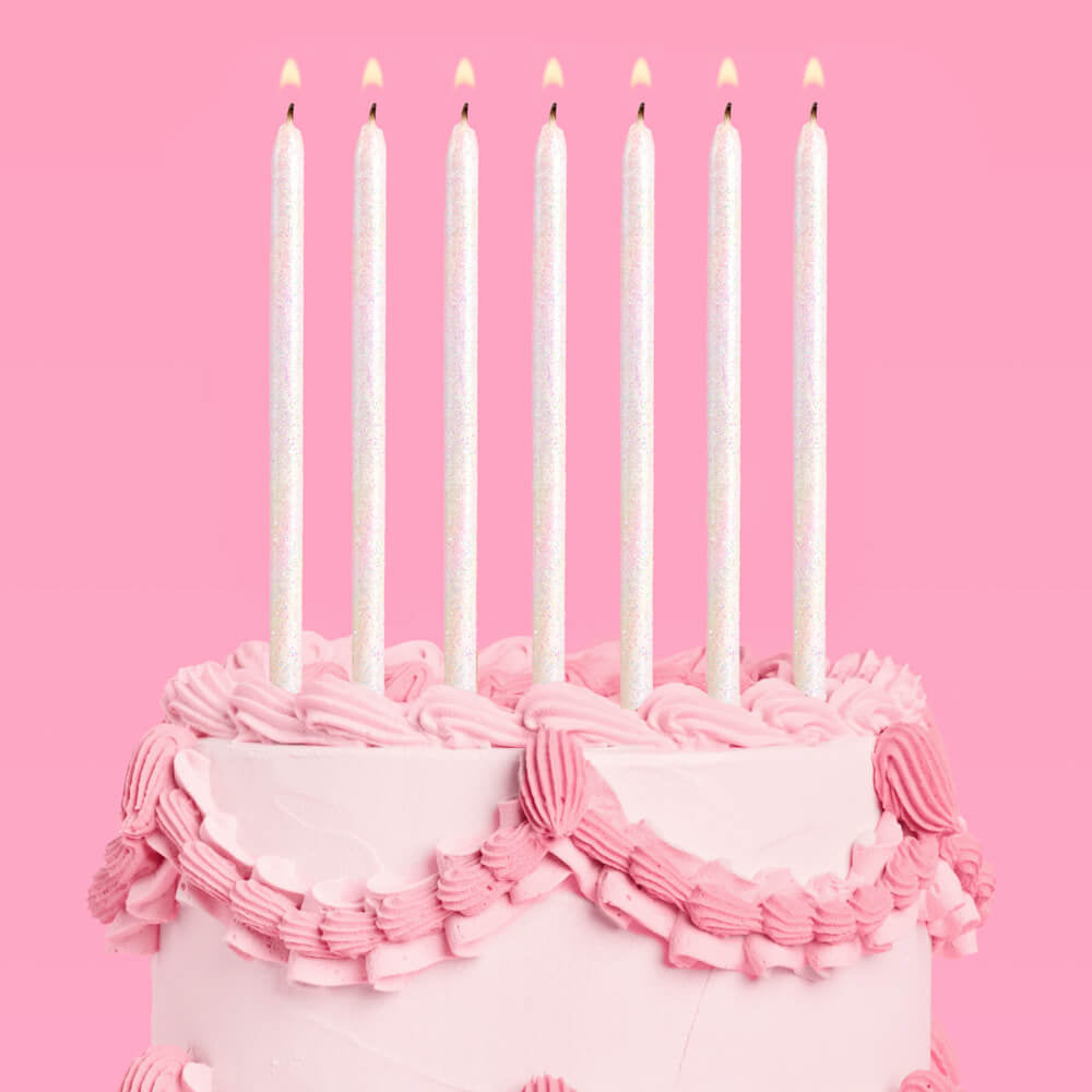 White Glitter Candles - 10 glitter candles xo, Fetti candles White Glitter Candles - 10 glitter candles Bonjour Fete - Party Supplies