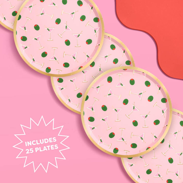 Martini Plates - 25 paper plates xo, Fetti paper plates Martini Plates - 25 paper plates Bonjour Fete - Party Supplies