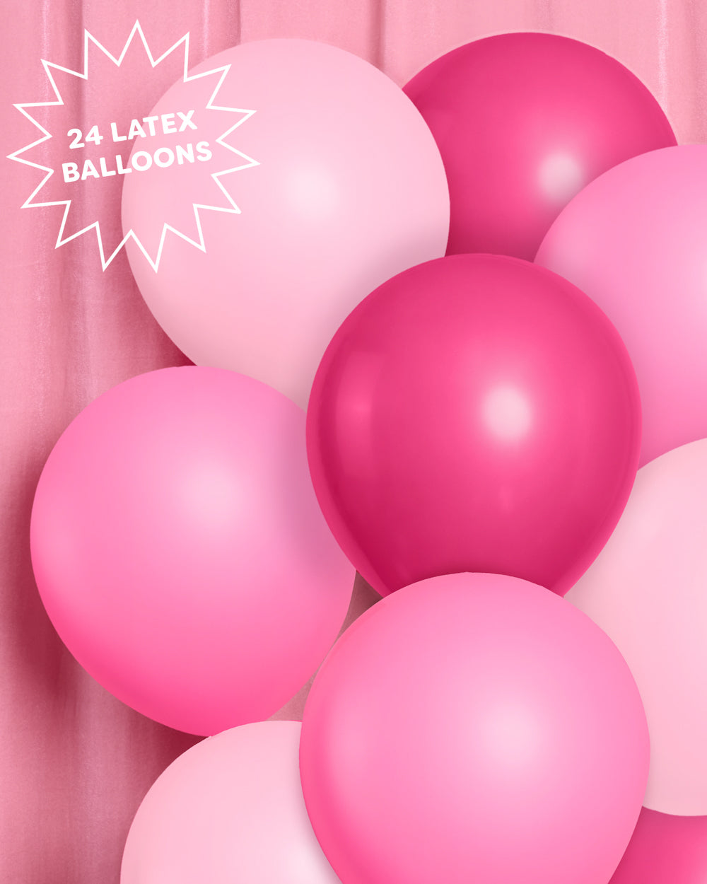 Pink latex balloons close up