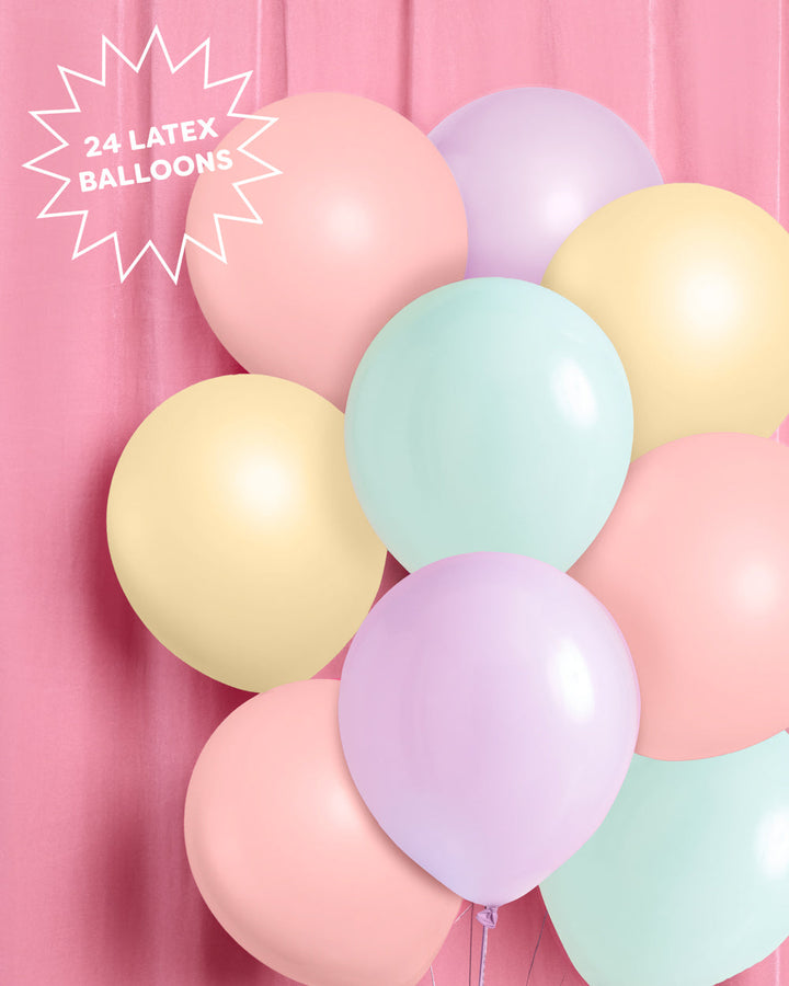 Pastel latex balloons close up