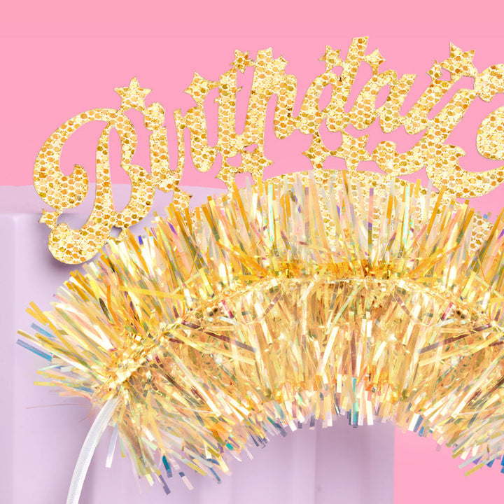 BIRTHDAY GIRL GOLD FRINGE HEADBAND xo, Fetti headband BIRTHDAY GIRL GOLD FRINGE HEADBAND Bonjour Fete - Party Supplies