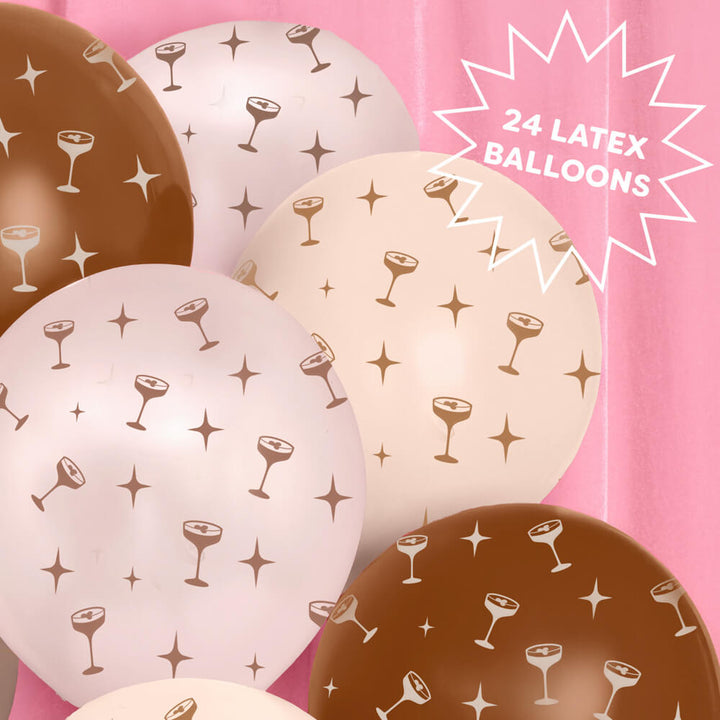 Espresso Martini Pack - 24 latex balloons xo, Fetti balloons Espresso Martini Pack - 24 latex balloons Bonjour Fete - Party Supplies