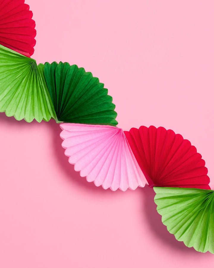 Pink Christmas Paper Fan Garland