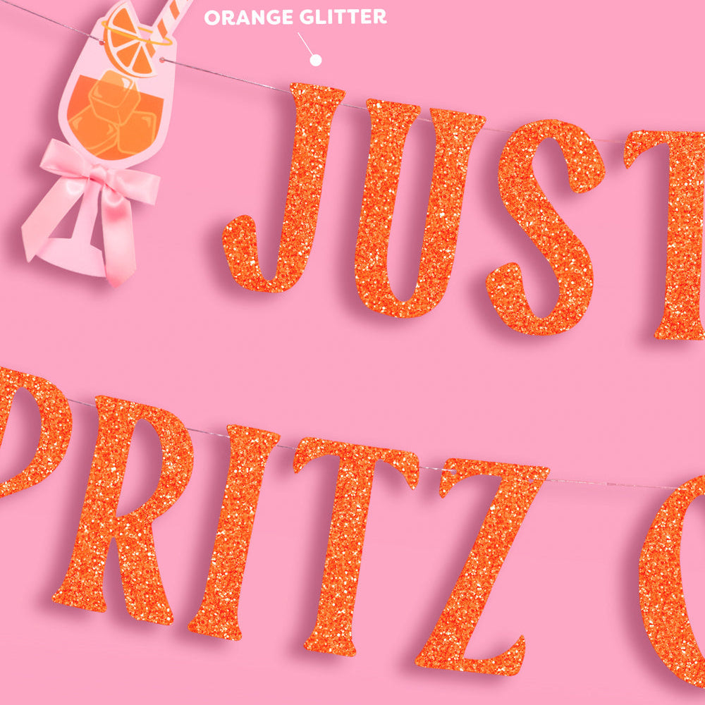 Just A Spritz Older Banner - orange glitter banner xo, Fetti Banners Just A Spritz Older Banner - orange glitter banner Bonjour Fete - Party Supplies