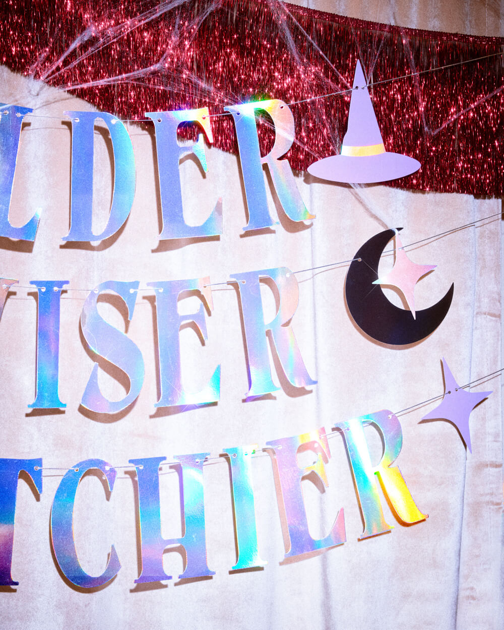 Older Wiser Witchier Banner - iridescent foil banner