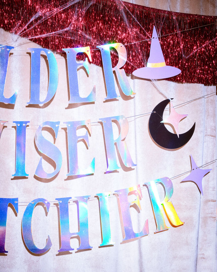 Older Wiser Witchier Banner - iridescent foil banner