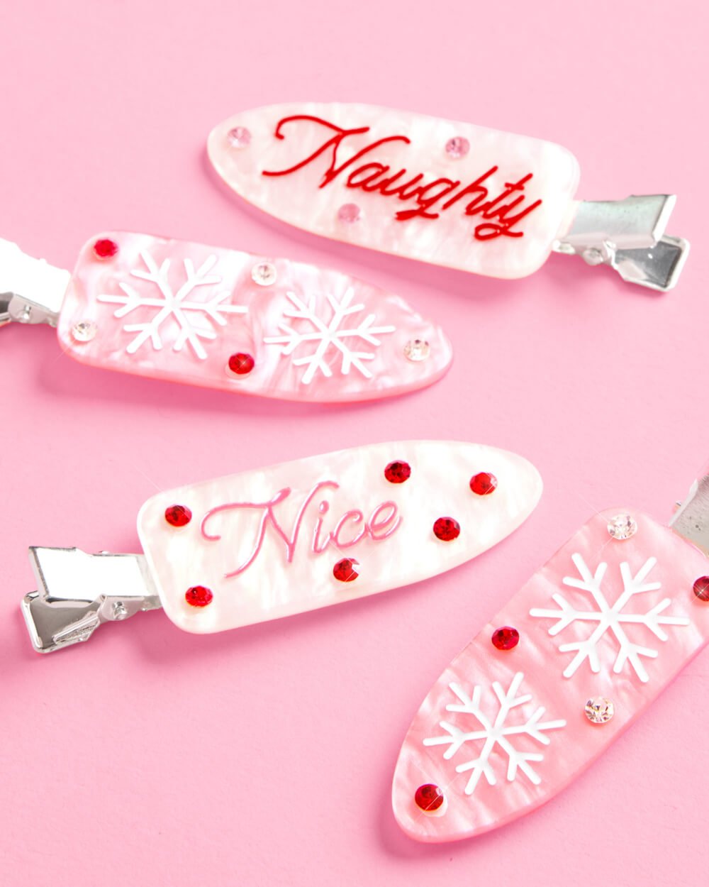 Naughty or Nice Christmas Hair Clips, Set of 4