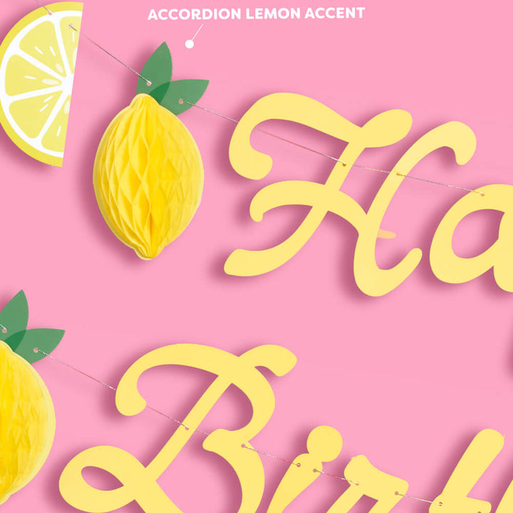Happy Birthday Lemon Banner - lemon birthday banner - Bonjour Fête 