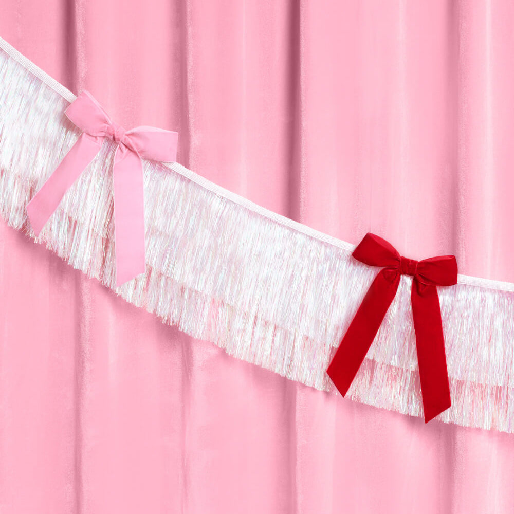 Bow Bliss Banner - layered fringe + velvet bows xo, Fetti xo, Fetti Collective Bow Bliss Banner - layered fringe + velvet bows Bonjour Fete - Party Supplies