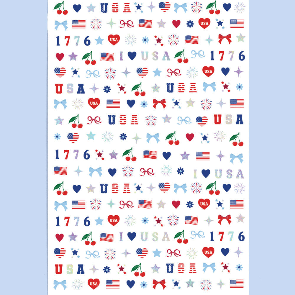 America 250 Nail Stickers - 250 nail stickers xo, Fetti nail stickers America 250 Nail Stickers - 250 nail stickers Bonjour Fete - Party Supplies
