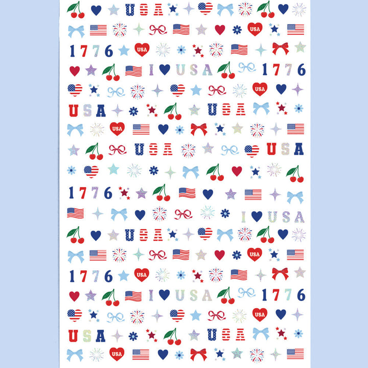 America 250 Nail Stickers - 250 nail stickers xo, Fetti nail stickers America 250 Nail Stickers - 250 nail stickers Bonjour Fete - Party Supplies