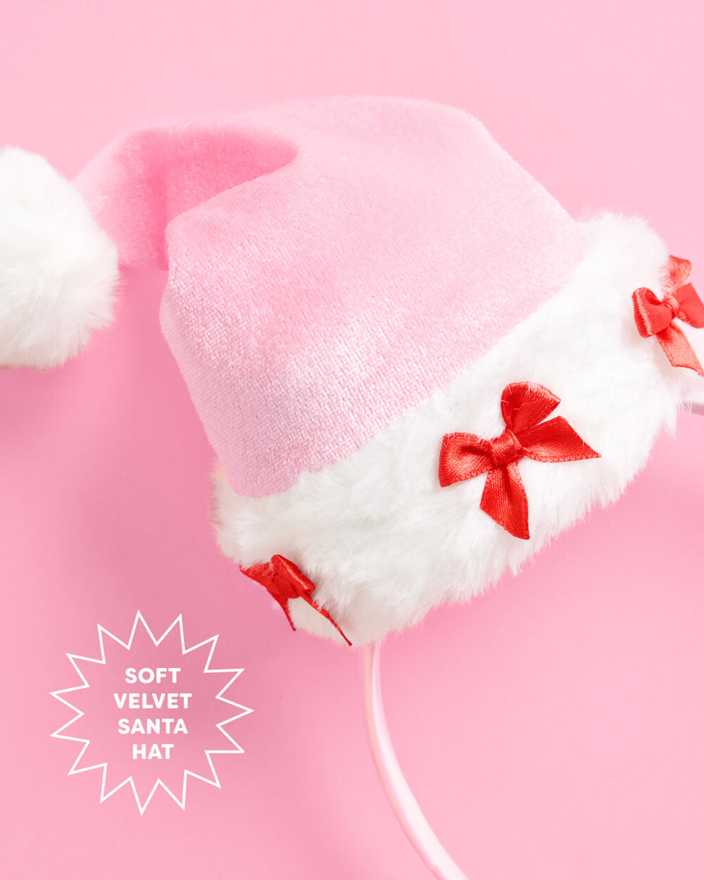 Pink Plush Santa Hat Headband