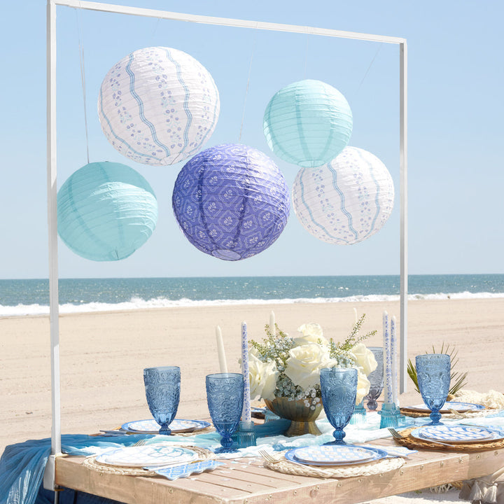 Coastal Lanterns - set of 6 paper lanterns xo, Fetti xo, Fetti Collective Coastal Lanterns - set of 6 paper lanterns Bonjour Fete - Party Supplies