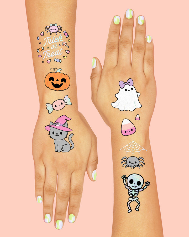 Pink Halloween Kawaii Tattoos - 50 temporary tattoos
