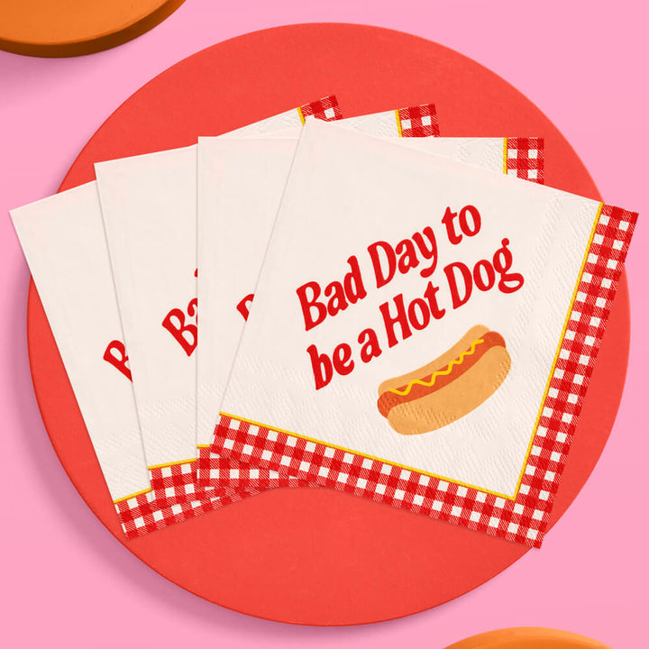 Bad Day to Be a Hot Dog Napkins - 25 cocktail napkins - Bonjour Fête 