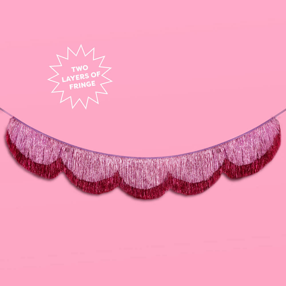 Tickled Pink Fringe - scalloped banner xo, Fetti xo, Fetti Collective Tickled Pink Fringe - scalloped banner Bonjour Fete - Party Supplies