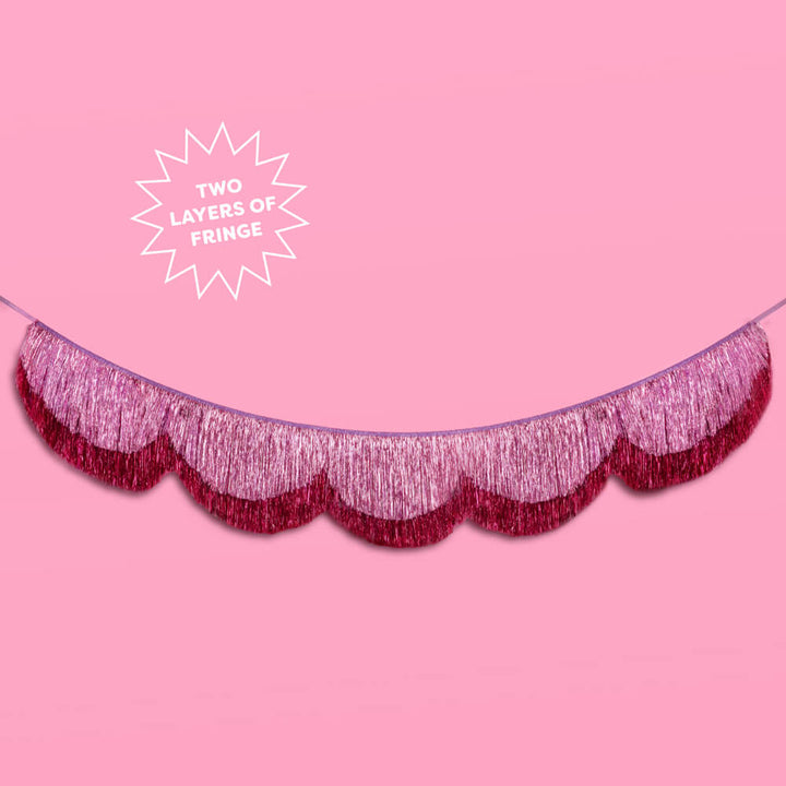 Tickled Pink Fringe - scalloped banner xo, Fetti xo, Fetti Collective Tickled Pink Fringe - scalloped banner Bonjour Fete - Party Supplies