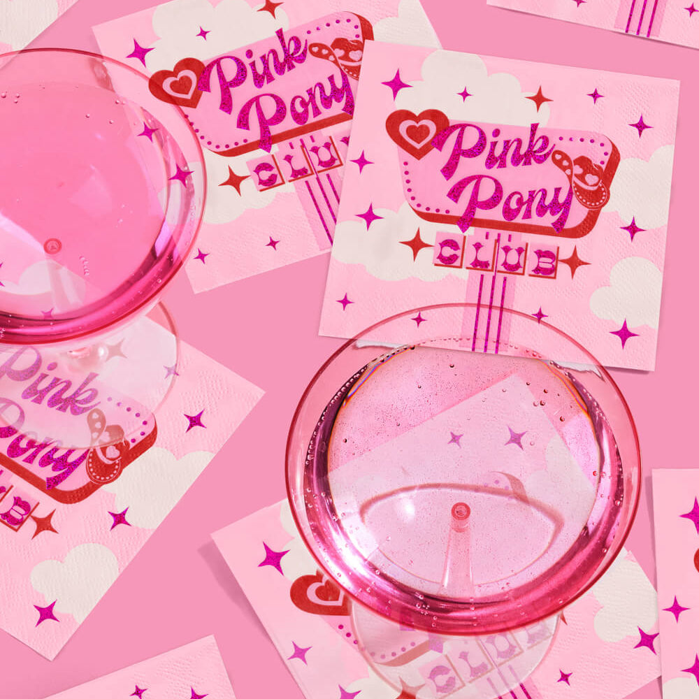 PINK PONY CLUB COCKTAIL NAPKINS xo, Fetti napkins PINK PONY CLUB COCKTAIL NAPKINS Bonjour Fete - Party Supplies