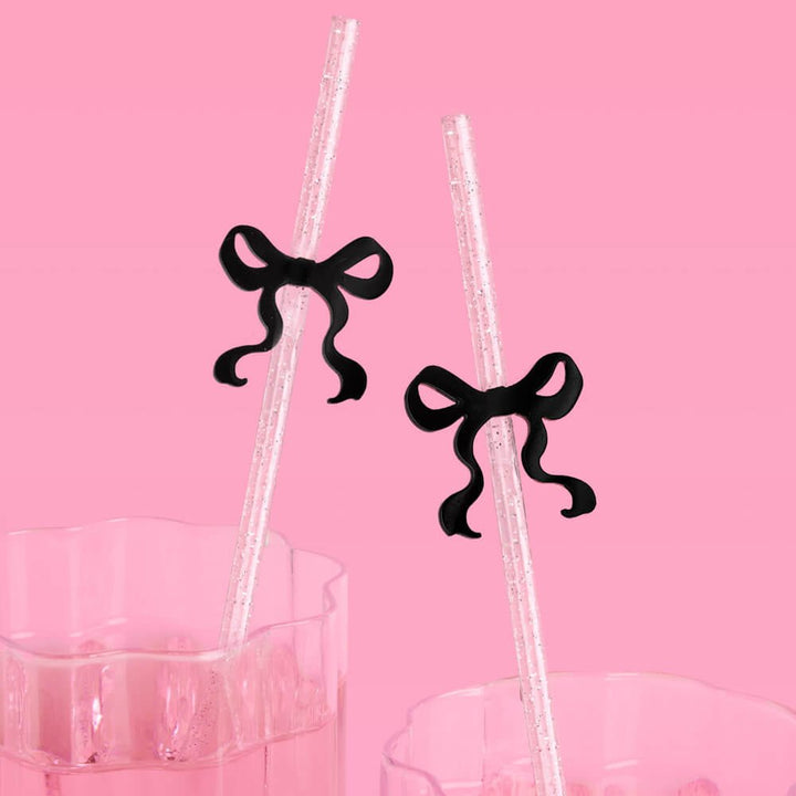 Little Black Bow Straws - 12 reusable straws xo, Fetti straw Little Black Bow Straws - 12 reusable straws Bonjour Fete - Party Supplies