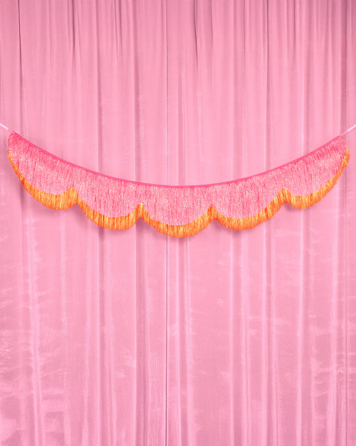 Pink Orange Scallop Fringe - iridescent foil banner xo, Fetti Banners Pink Orange Scallop Fringe - iridescent foil banner Bonjour Fete - Party Supplies