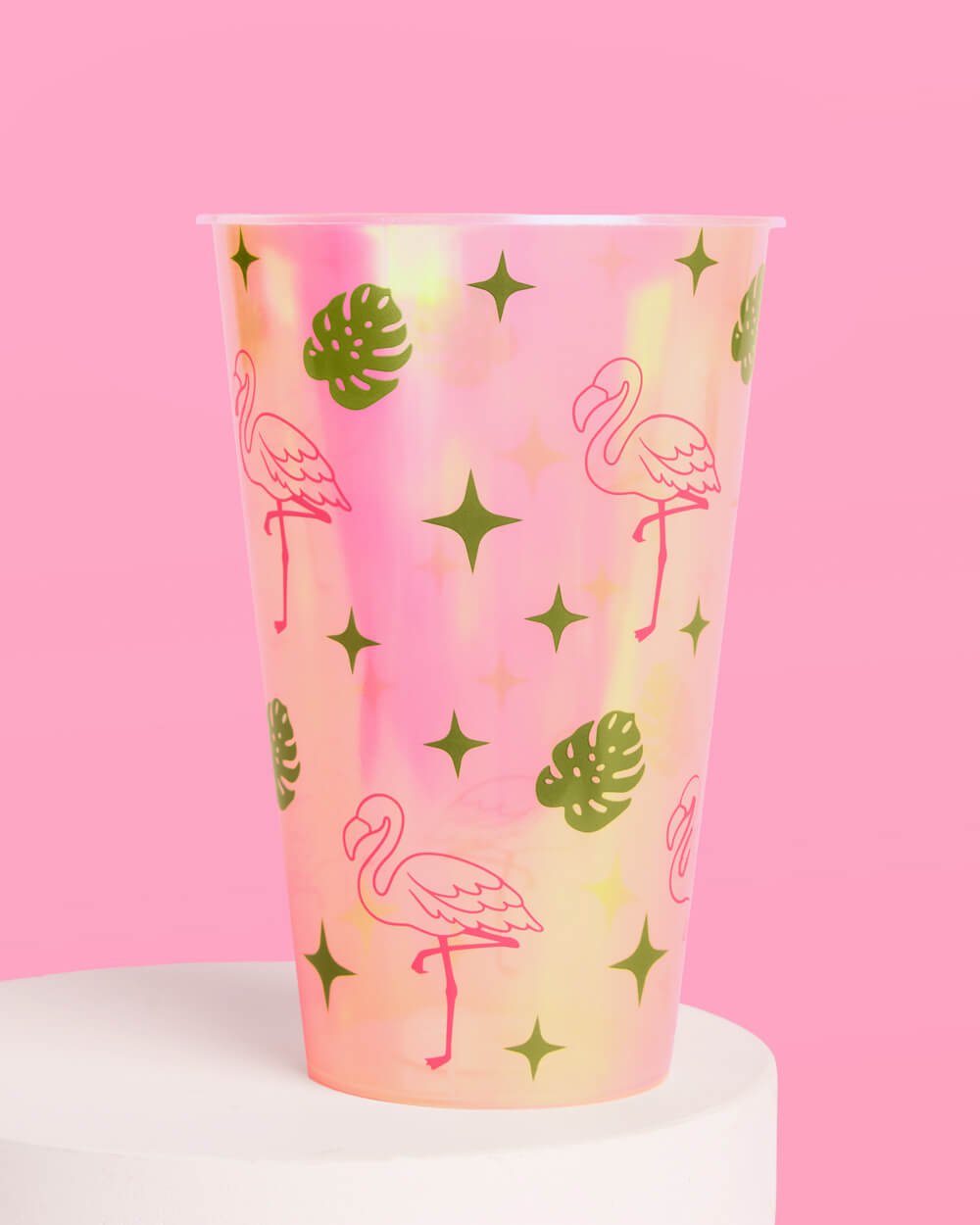 Pink Flamingo Iridescent Party Cups