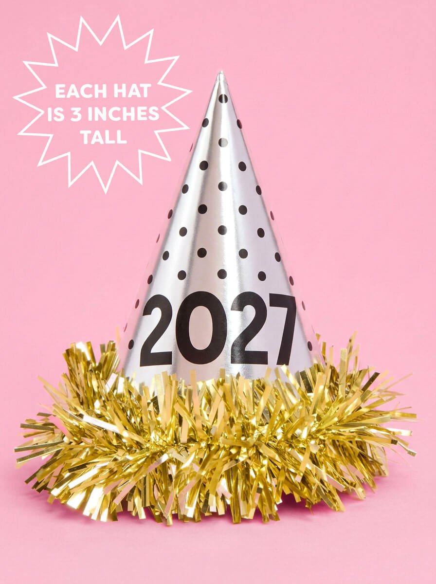 2027 NYE Mini Party Hats - 10 paper cone hats