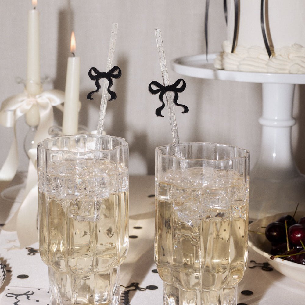 Little Black Bow Straws - 12 reusable straws xo, Fetti straw Little Black Bow Straws - 12 reusable straws Bonjour Fete - Party Supplies