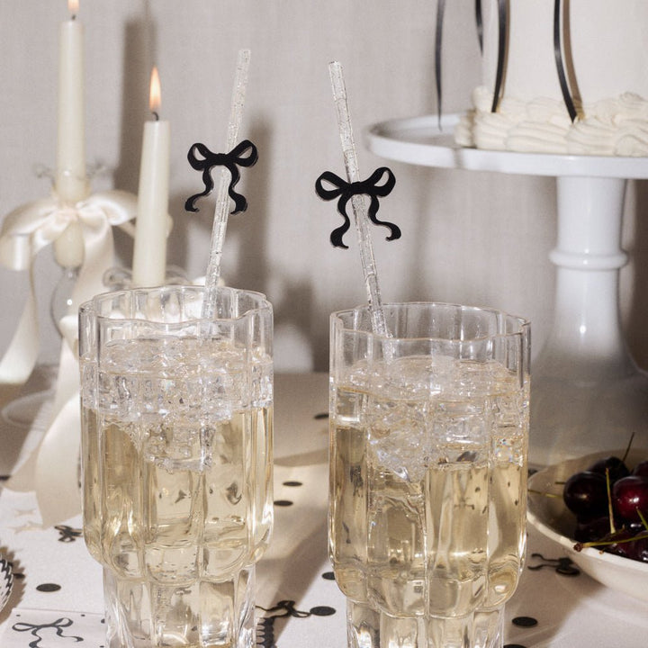 Little Black Bow Straws - 12 reusable straws xo, Fetti straw Little Black Bow Straws - 12 reusable straws Bonjour Fete - Party Supplies